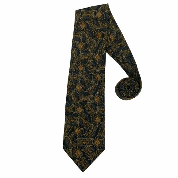Robert Talbott Necktie Men's Classic Wide Best of Class Silk Floral Black Green - Picture 1 of 7